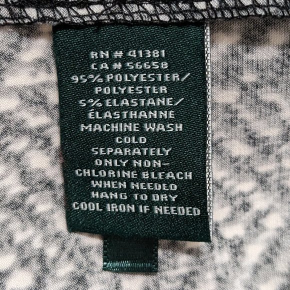 Lauren Ralph Lauren Ruched Dress 10 Black White Gray Wrap V Neckline 3/4 Sleeves - Picture 14 of 14